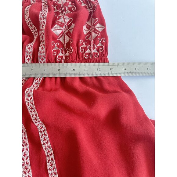 Papaya Strapless Maxi Dress Size M Crimson Red Embroidered Boho Charm Peasant - Picture 12 of 12